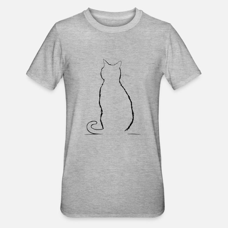 Chat, Motif De Chat - T-shirt polycoton Unisexe - gris chiné