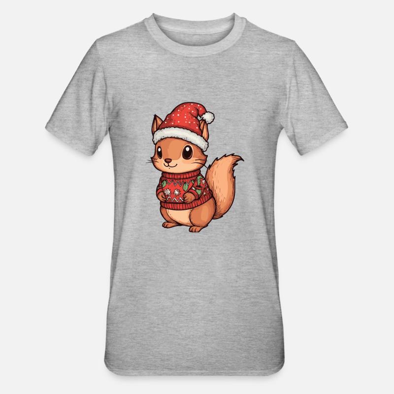 Noël écureuil - T-shirt polycoton Unisexe - gris chiné