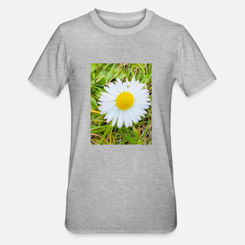 Sonniges Gänseblümchen - Unisex Polycotton T-Shirt - Grau meliert