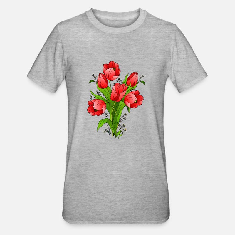 Blumen - Unisex Polycotton T-Shirt - Grau meliert
