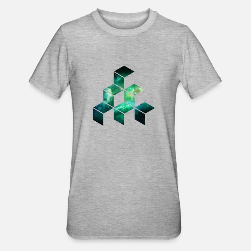 Cube universe geometric pattern - Unisex Polycotton T-Shirt - heather grey