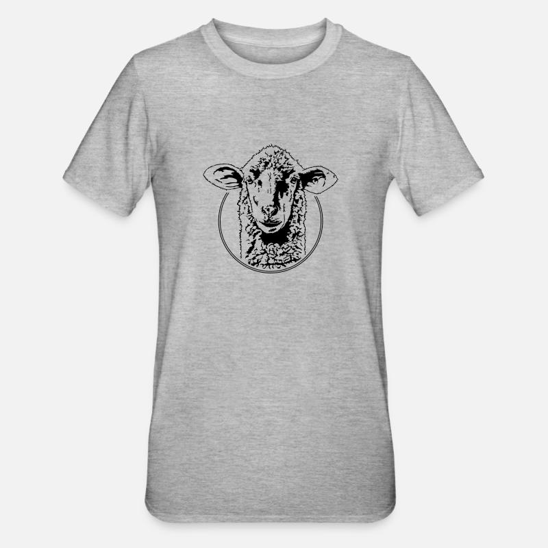 MOUTONS Moutons Schäfer Schafkopf Wilsigns - T-shirt polycoton Unisexe - gris chiné