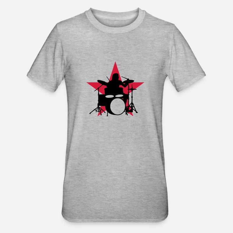 drummer_e_2c - T-shirt polycoton Unisexe - gris chiné