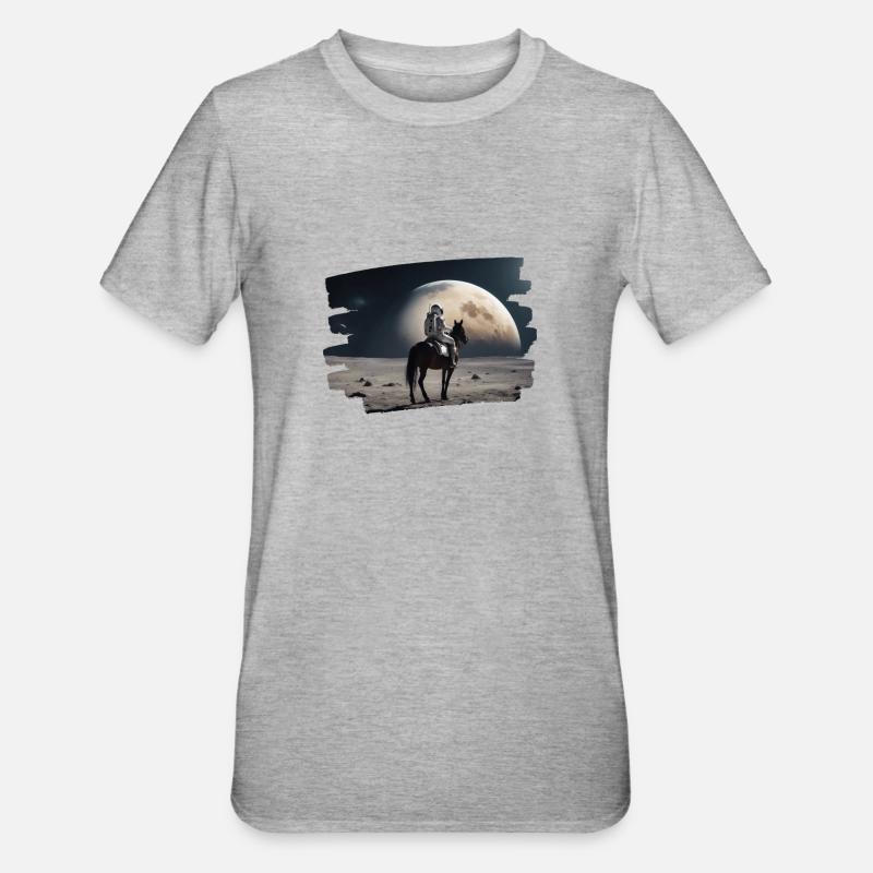 Astronaute à cheval dans l’espace - T-shirt polycoton Unisexe - gris chiné