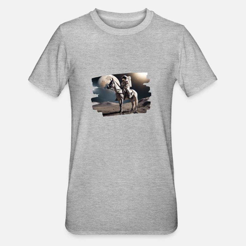 Astronaute à cheval dans l’espace - T-shirt polycoton Unisexe - gris chiné