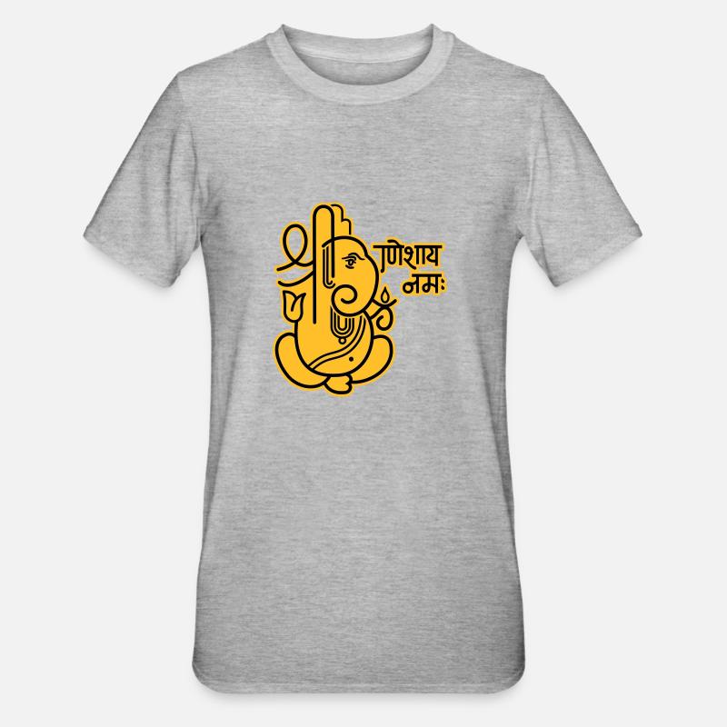 Ganesha Elephant No.05_2c - T-shirt polycoton Unisexe - gris chiné