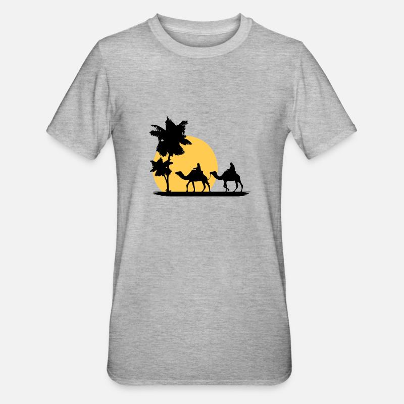 Camel - Kamel - Dromedar - Karawane - Unisex Polycotton T-Shirt - Grau meliert