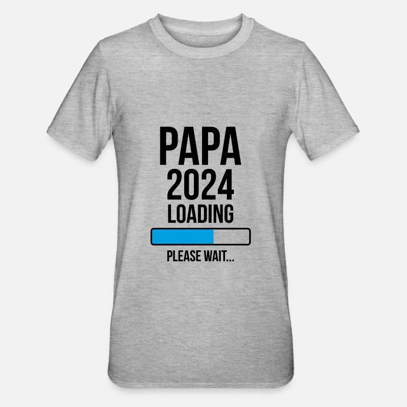 Papa 2024 Loading Bitte warten... - Unisex Polycotton T-Shirt - Grau meliert