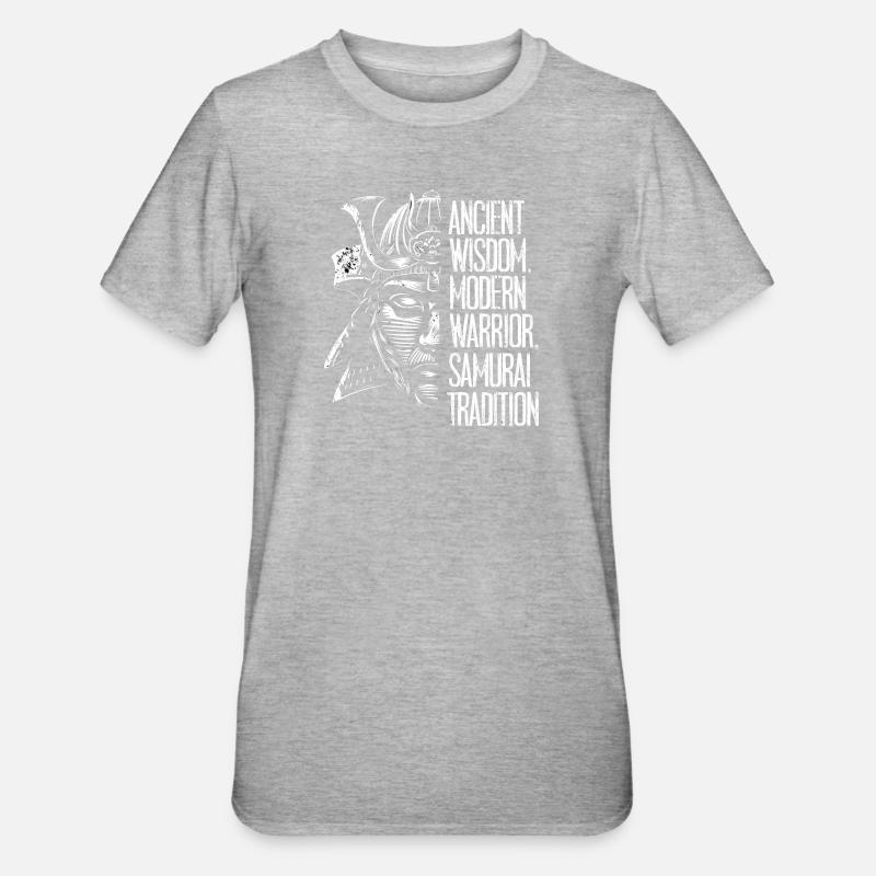 Black And White Samurai - Unisex Polycotton T-Shirt - heather grey