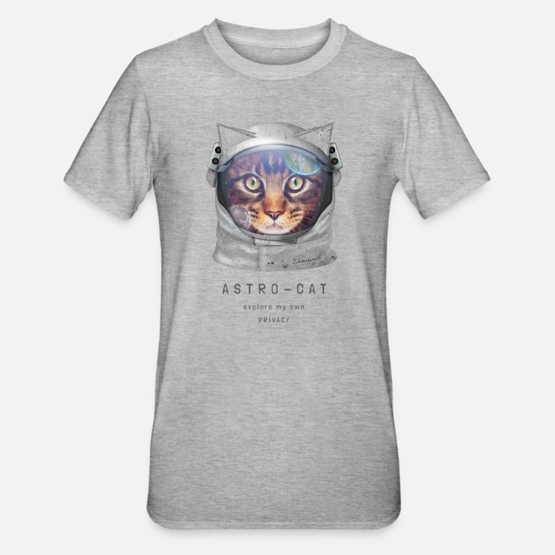 | de chat de l’espace Chat astronaute dans l’espace - T-shirt polycoton Unisexe - gris chiné