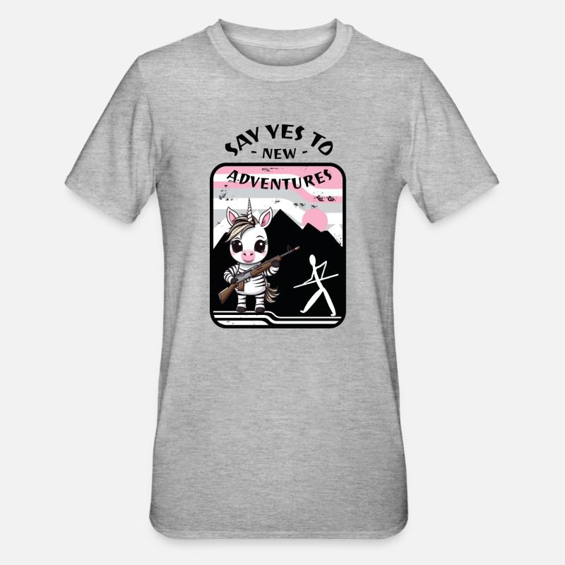 Zebra Einhorn - Unisex Polycotton T-Shirt - Grau meliert