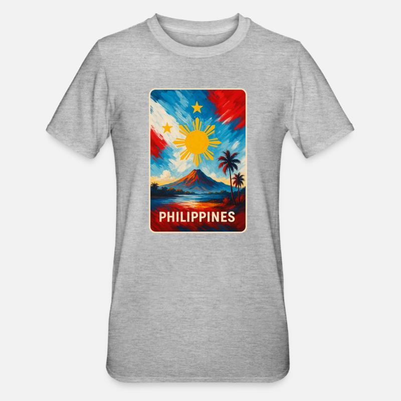 Conception des drapeaux des Philippines - T-shirt polycoton Unisexe - gris chiné