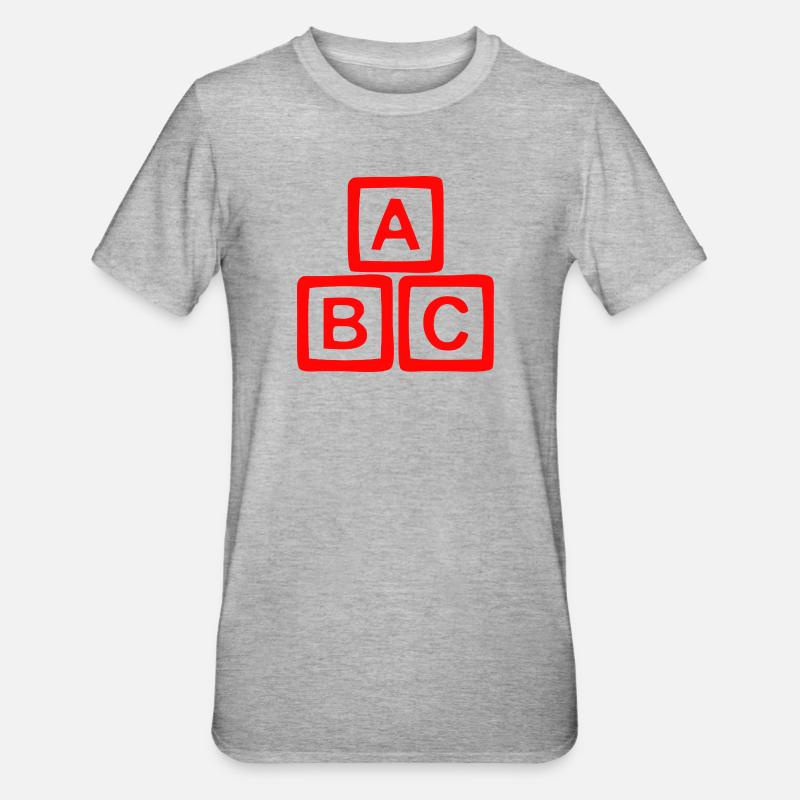 Conception contrastée de bloc ABC - T-shirt polycoton Unisexe - gris chiné