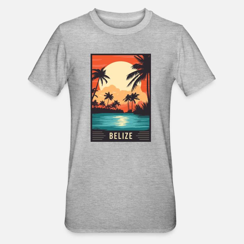 Découvrez le paradis tropical du Belize - T-shirt polycoton Unisexe - gris chiné