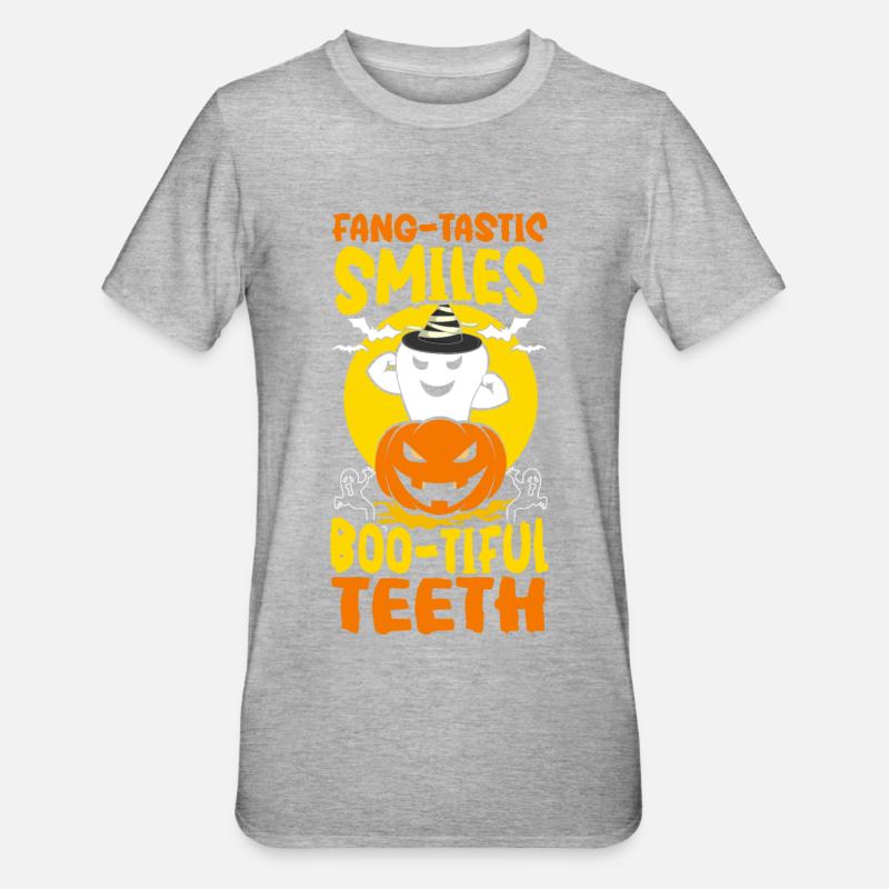Catch-tastic smile, evil teeth! - Unisex Polycotton T-Shirt - heather grey
