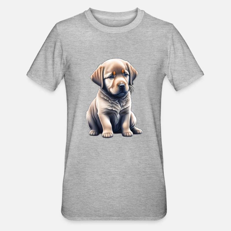 Mignon chiot Labrador - T-shirt polycoton Unisexe - gris chiné