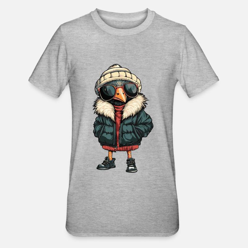 Strauß Cool Comic - Unisex Polycotton T-Shirt - Grau meliert