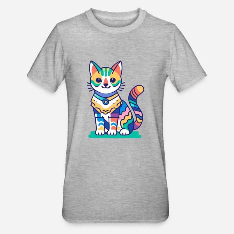Chat multicolore - T-shirt polycoton Unisexe - gris chiné
