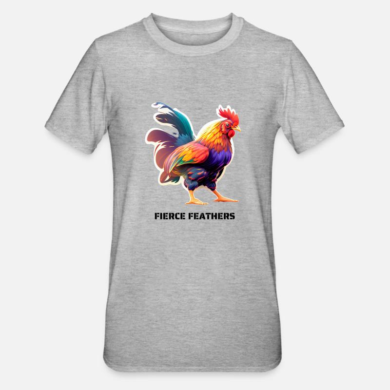 FIERCE FEATHERS - Unisex Polycotton T-Shirt - Grau meliert