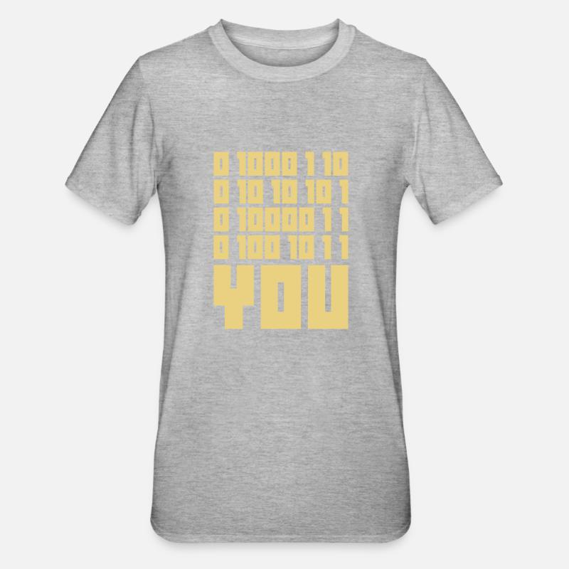 FUCK YOU - Binary code - Unisex Polycotton T-Shirt - heather grey