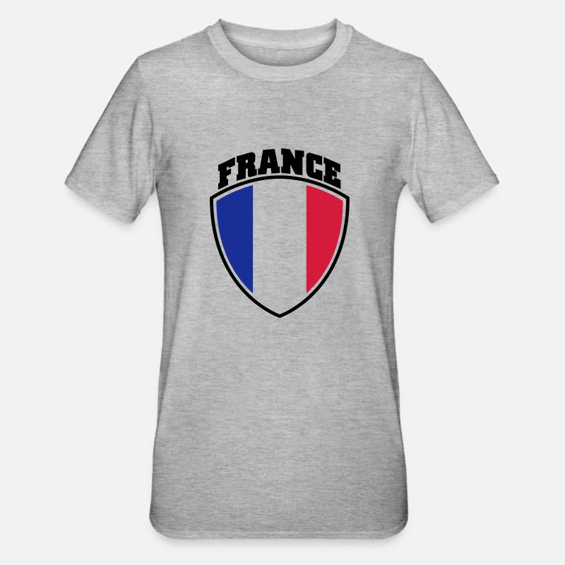 Frankreich - Unisex Polycotton T-Shirt - Grau meliert