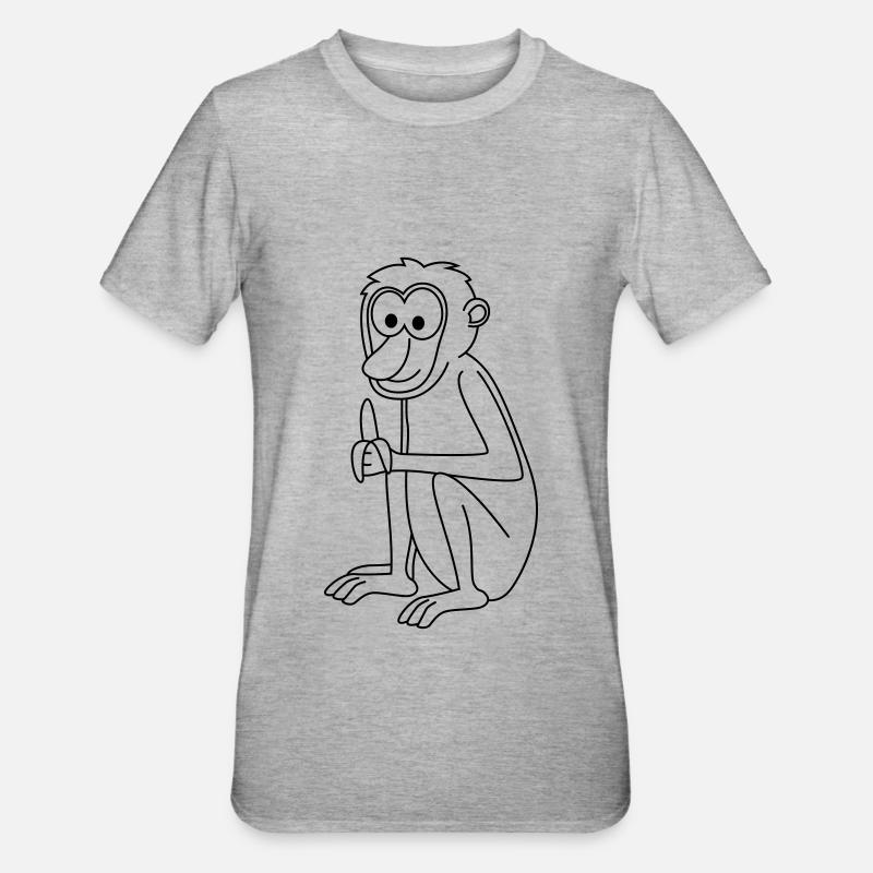 Affe comic Tier - Unisex Polycotton T-Shirt - Grau meliert