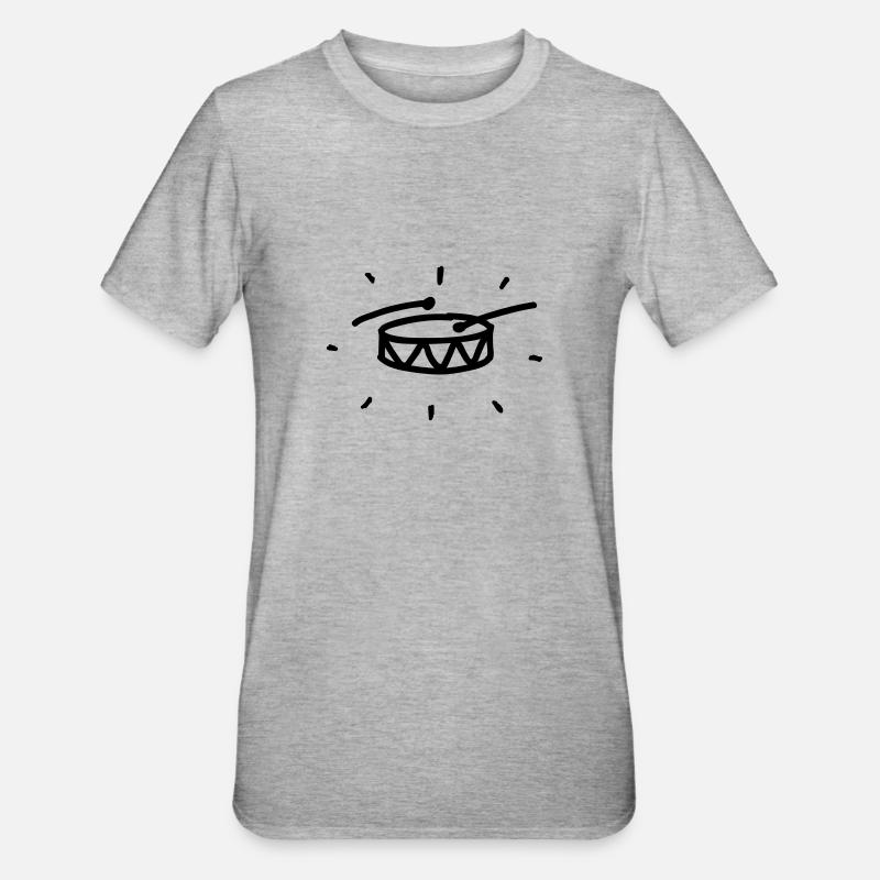 Small marching drum with drumsticks - Unisex Polycotton T-Shirt - heather grey