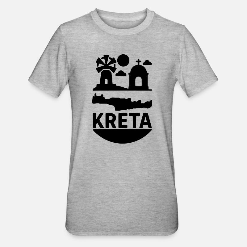 Île monumentale de Crète, Grèce - T-shirt polycoton Unisexe - gris chiné