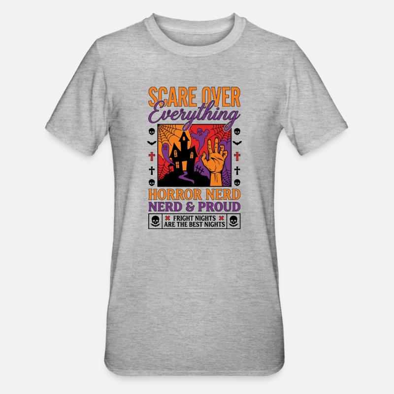 Horror Nerd Pride Design - Unisex Polycotton T-Shirt - heather grey