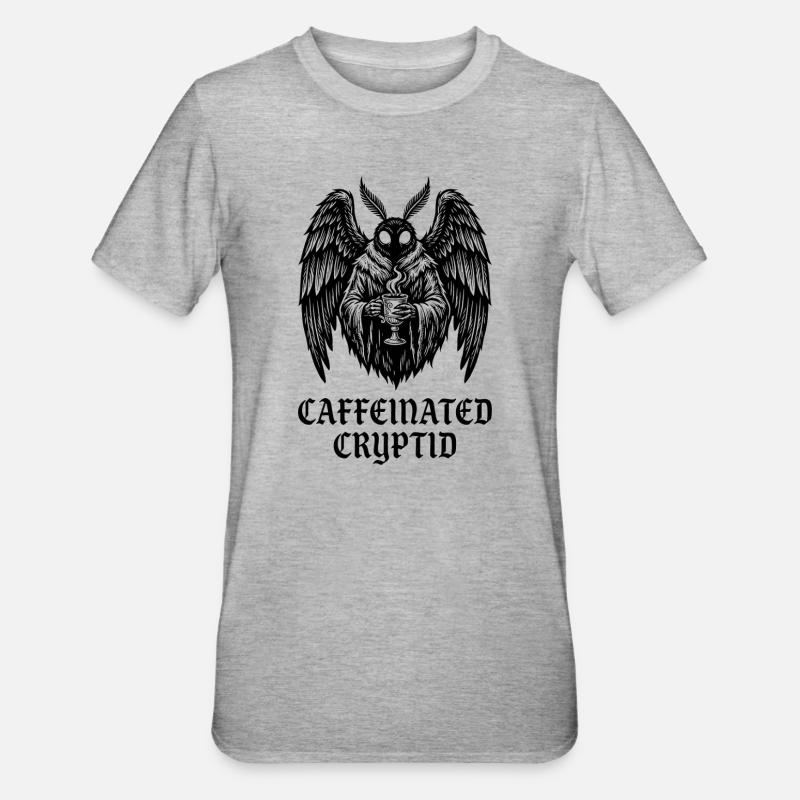 Koffeinhaltiger Kryptid-Mottenmann-Kaffee - Unisex Polycotton T-Shirt - Grau meliert