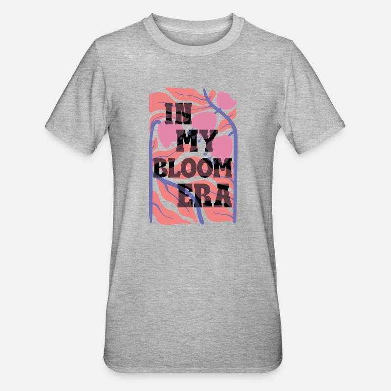 Bloom Nebula Florale Textkunst - Unisex Polycotton T-Shirt - Grau meliert