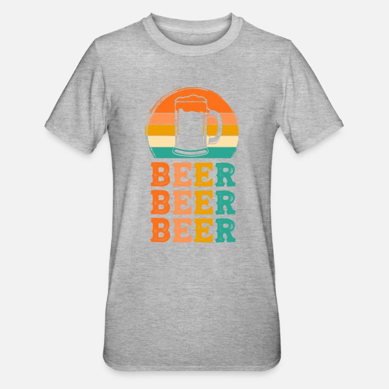 Bier Retro-Design Bier Geschenk - Unisex Polycotton T-Shirt - Grau meliert