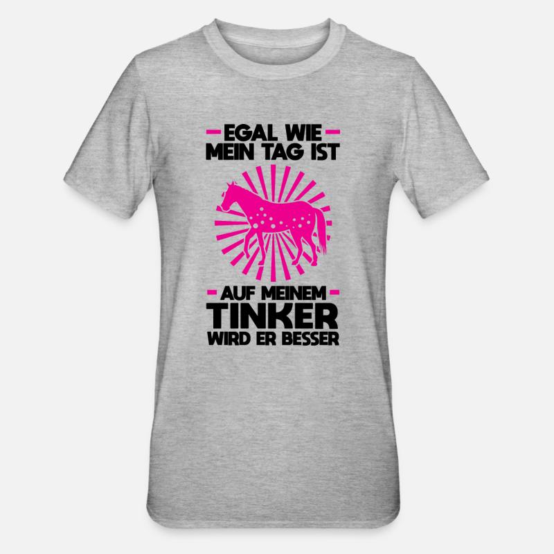 Tinker Pferd Pferde Geschenk - Unisex Polycotton T-Shirt - Grau meliert
