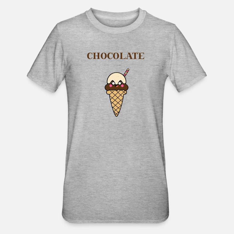 Schokolade Eis Chocolate Geschenkidee Schokoeis - Unisex Polycotton T-Shirt - Grau meliert