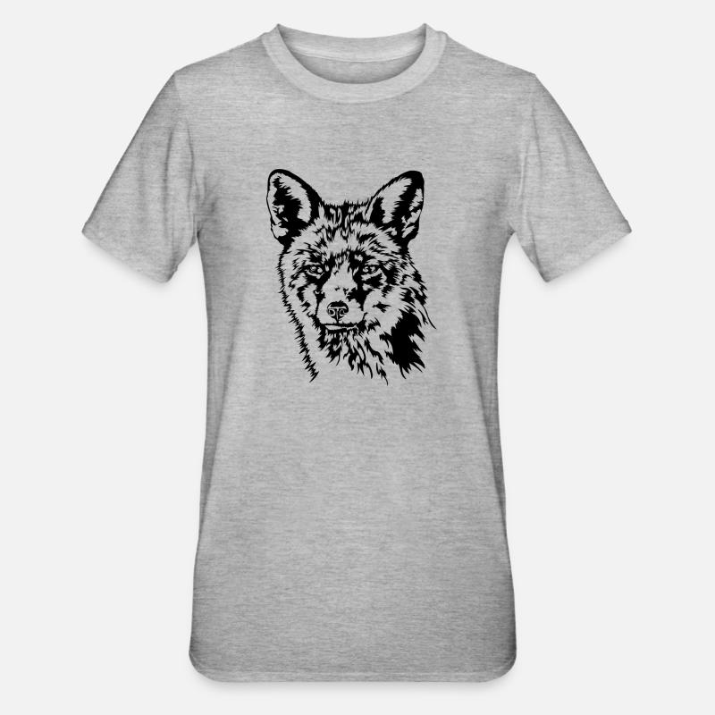 Fuchs Rotfuchs Wildtier Waldtier Wilsigns - Unisex Polycotton T-Shirt - Grau meliert