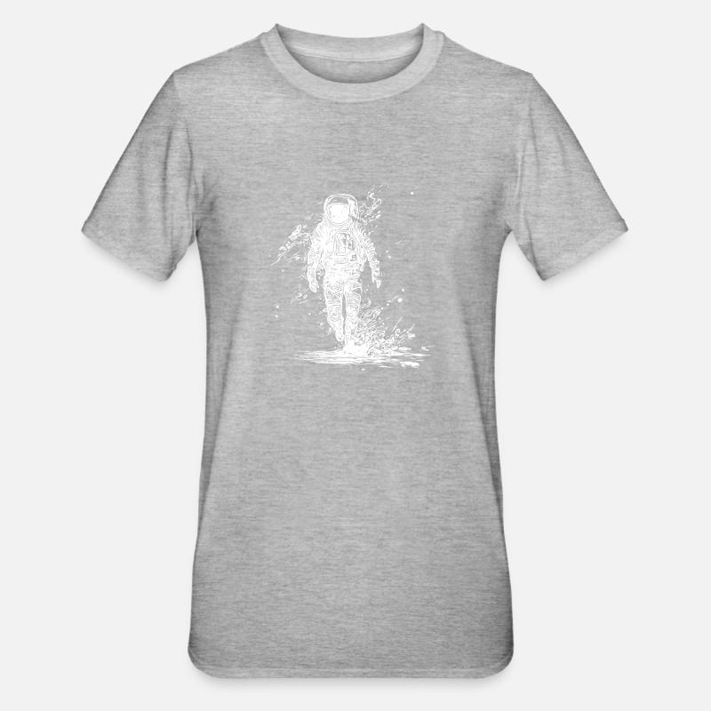 Astronaute à l’infini avec des fleurs - T-shirt polycoton Unisexe - gris chiné