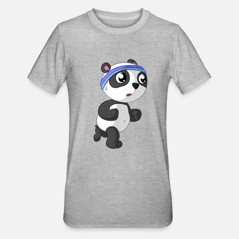 Panda de remise en forme - T-shirt polycoton Unisexe - gris chiné