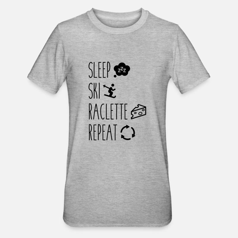 Sleep squeegee ski repeat - Unisex Polycotton T-Shirt - heather grey