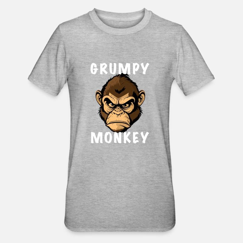 GRUMPY MONKEY - Unisex Polycotton T-Shirt - heather grey
