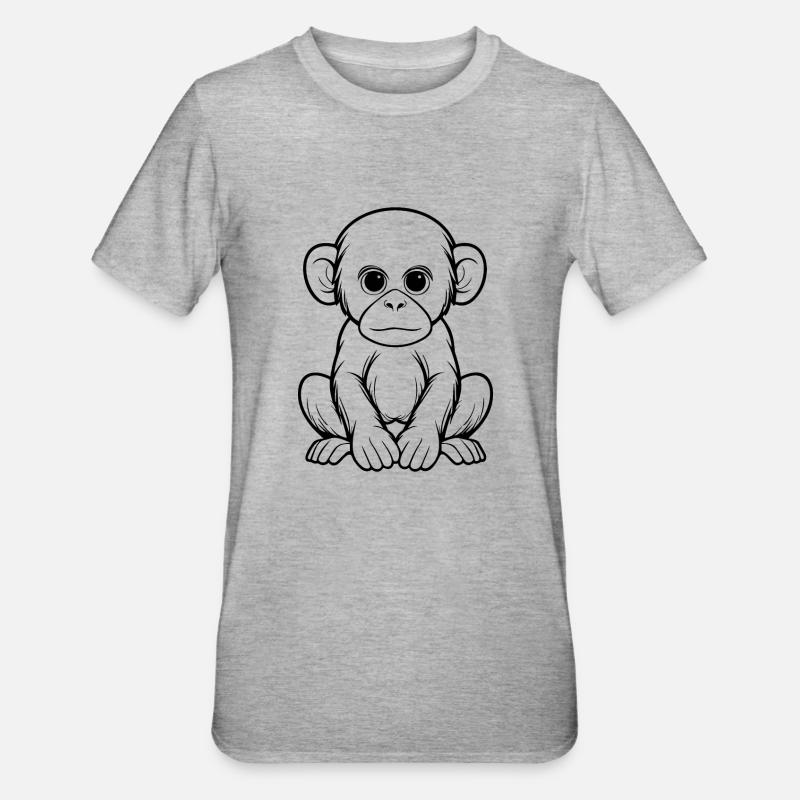 Monkey Monkey Monkey Face Jungle - Unisex Polycotton T-Shirt - heather grey