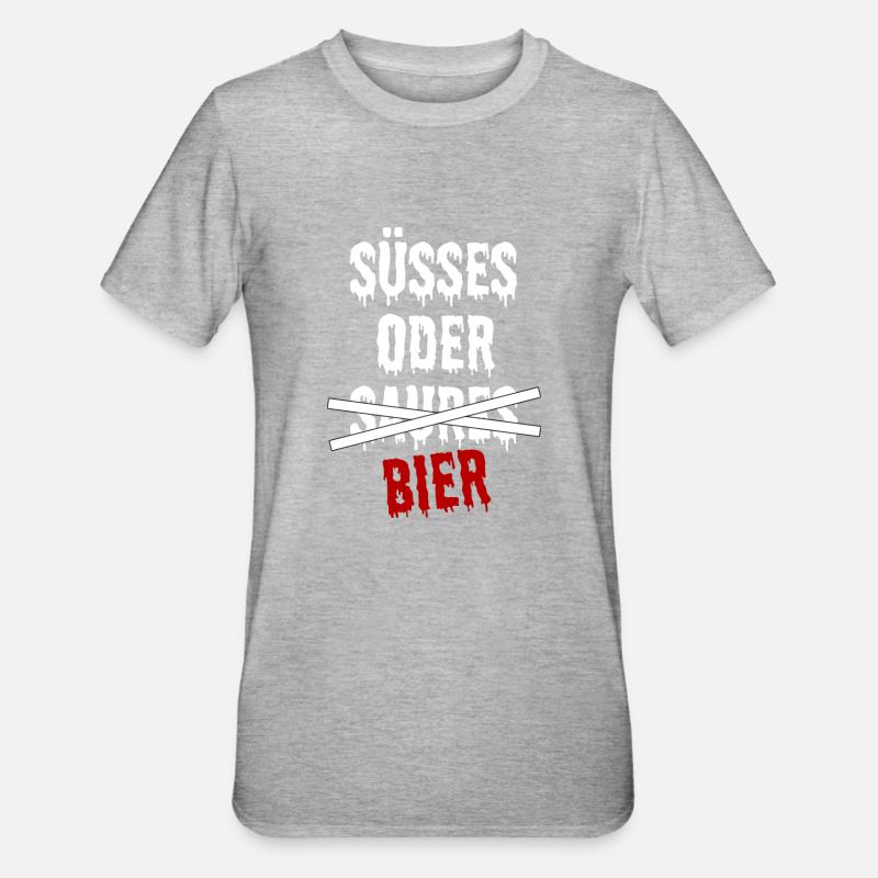 SÜßES ODER BIER - Unisex Polycotton T-Shirt - Grau meliert