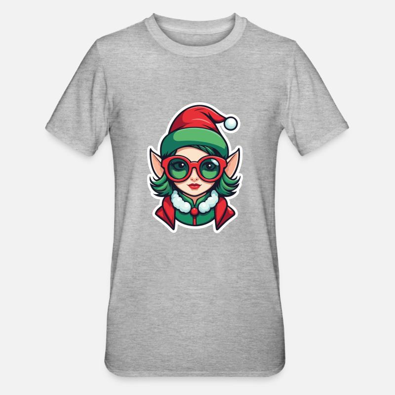 Dessin de Noël elfe - T-shirt polycoton Unisexe - gris chiné
