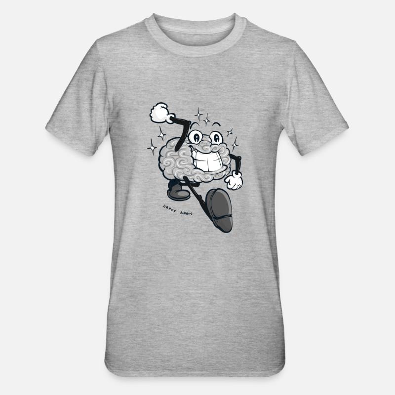 Happy Brain - Graue Version - Unisex Polycotton T-Shirt - Grau meliert