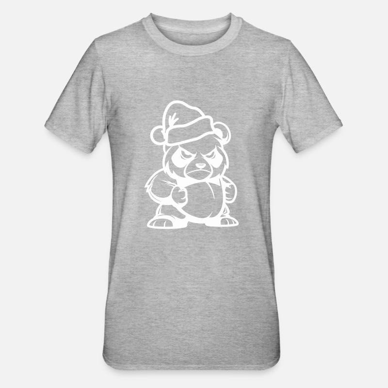 Pandabär Weihnachten Comic - Unisex Polycotton T-Shirt - Grau meliert