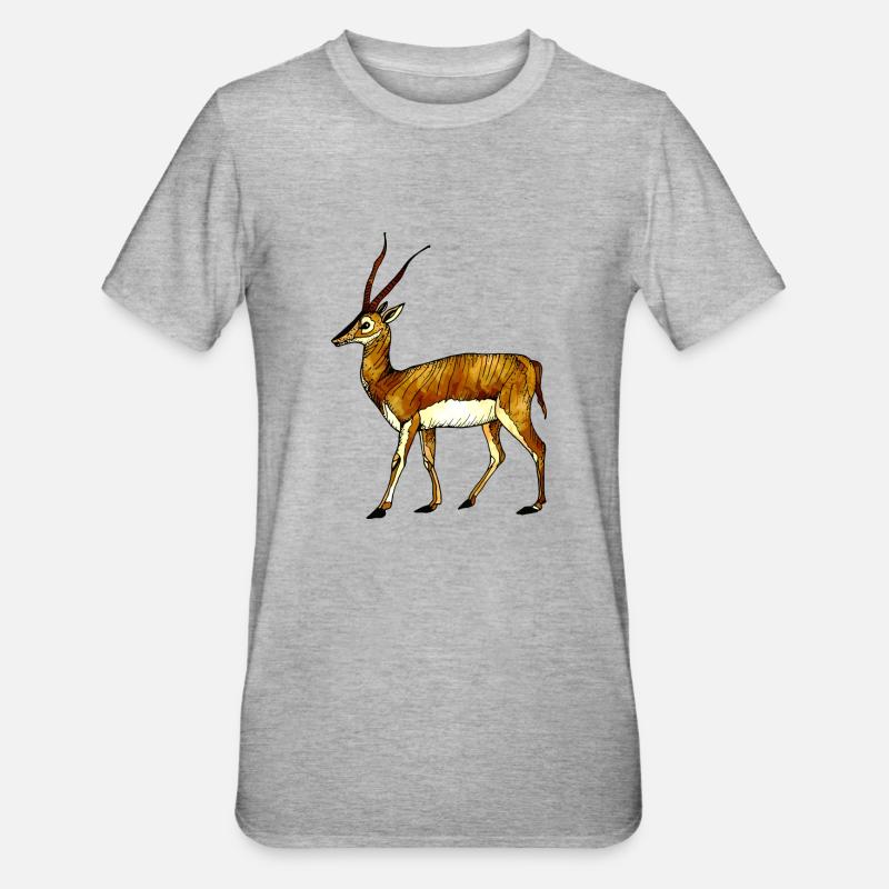 Antilope - Unisex Polycotton T-Shirt - Grau meliert