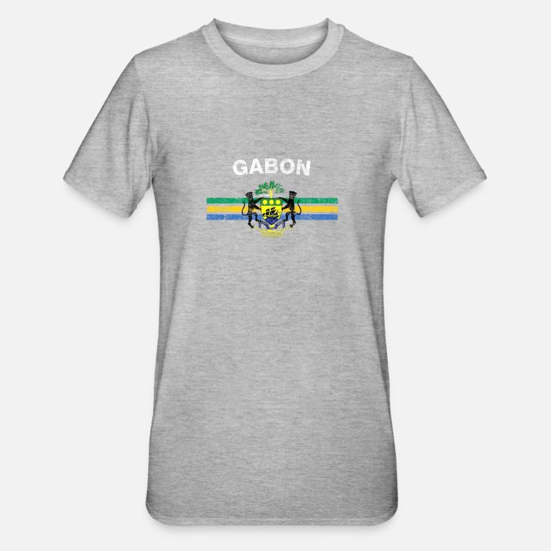Drapeau du Gabon shirt - Gabon Emblème et drapeau Gabon - T-shirt polycoton Unisexe - gris chiné