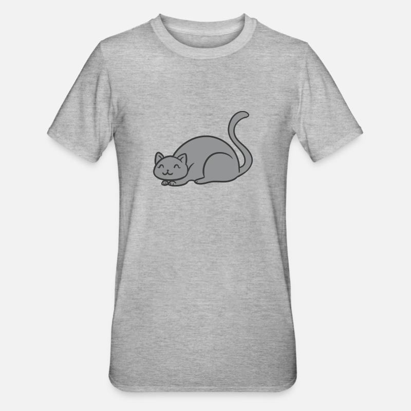 Chat endormi - T-shirt polycoton Unisexe - gris chiné