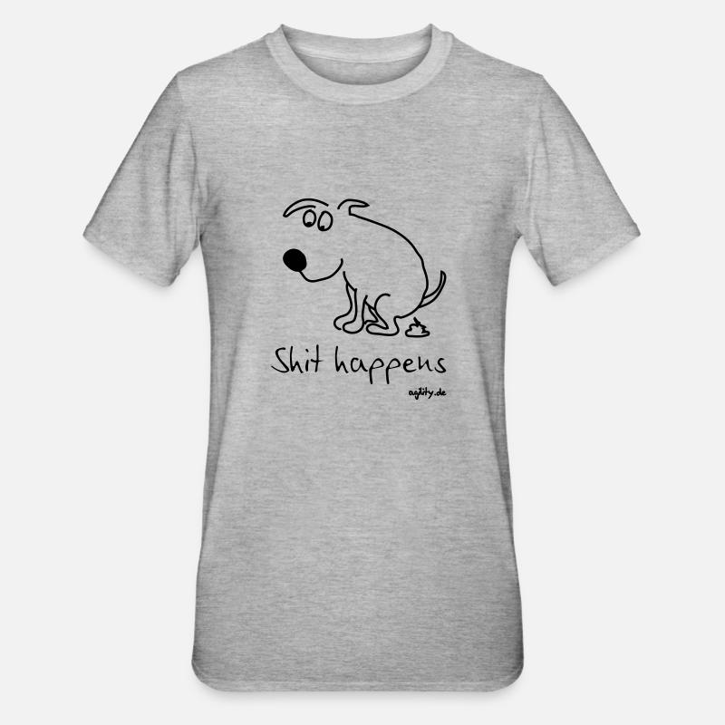 Shit happens - Unisex Polycotton T-Shirt - Grau meliert