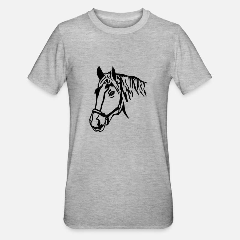 Cheval - T-shirt polycoton Unisexe - gris chiné