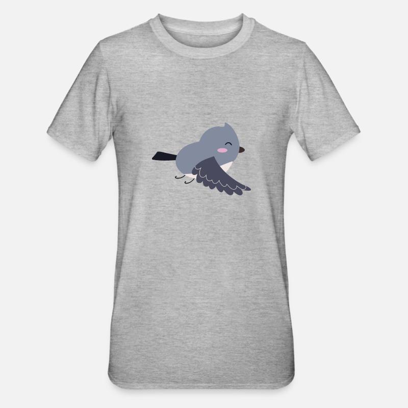 Süßer Vogel Geschenkidee - Unisex Polycotton T-Shirt - Grau meliert